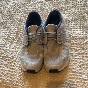 On Running Gray Sneakers with Suede-like Upper and Rubber Sole